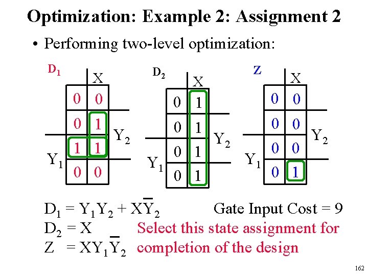 Optimization: Example 2: Assignment 2 • Performing two-level optimization: D 1 X 0 0