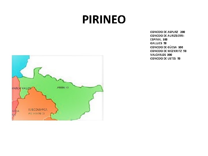 PIRINEO CONCEJO DE ASPURZ 200 CONCEJO DE AURIZBERRIESPINAL 100 GALLUES 50 CONCEJO DE GÜESA