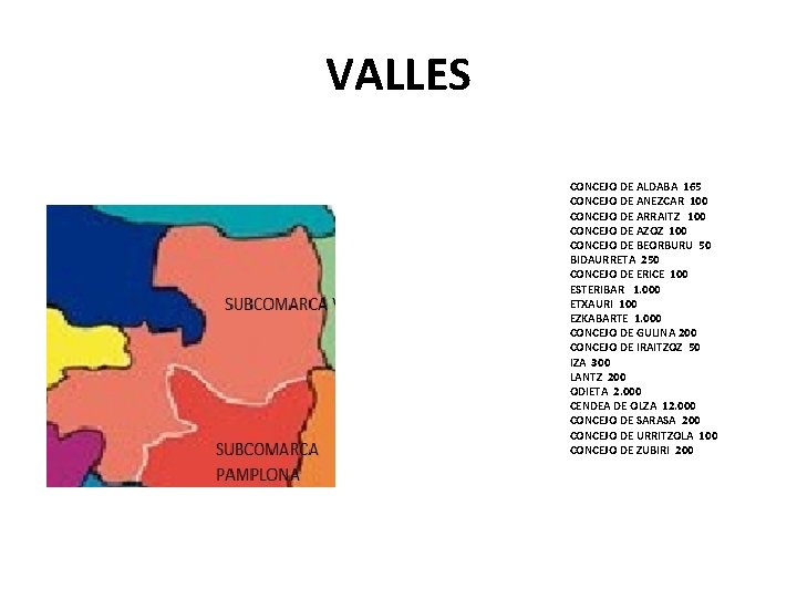 VALLES CONCEJO DE ALDABA 165 CONCEJO DE ANEZCAR 100 CONCEJO DE ARRAITZ 100 CONCEJO