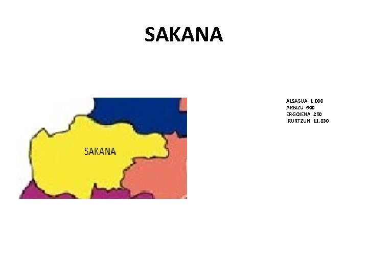 SAKANA ALSASUA 1. 000 ARBIZU 600 ERGOIENA 250 IRURTZUN 11. 830 