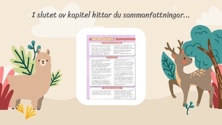 I slutet av kapitel hittar du sammanfattningar. . . 