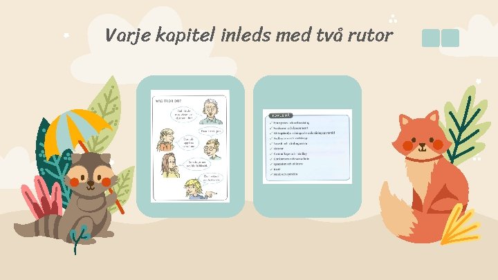 Varje kapitel inleds med två rutor 