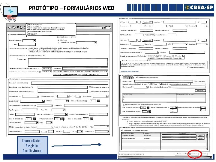 PROTÓTIPO – FORMULÁRIOS WEB Formulário – Registro Profissional 