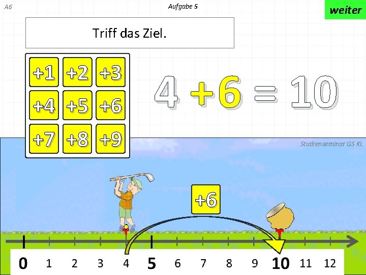 Aufgabe 5 weiter Triff das Ziel. +1 +4 +7 +2 +5 +8 +3 +6