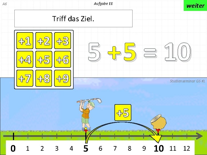 Aufgabe 11 weiter Triff das Ziel. +1 +4 +7 +2 +5 +8 +3 +6