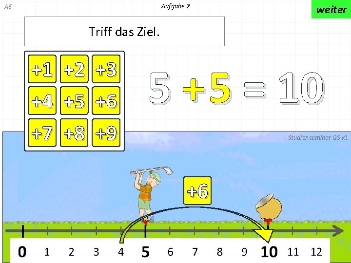 Aufgabe 2 weiter Triff das Ziel. +1 +4 +7 +2 +5 +8 +3 +6