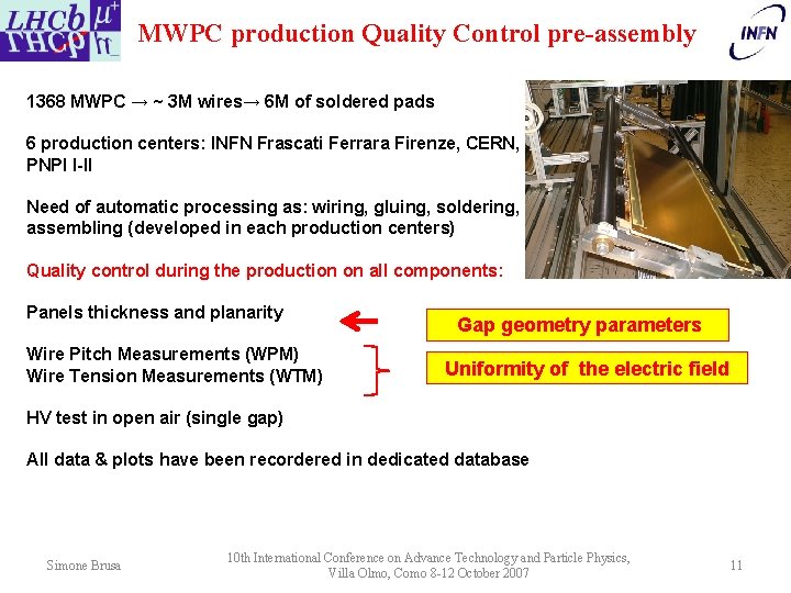 MWPC production Quality Control pre-assembly 1368 MWPC → ~ 3 M wires→ 6 M