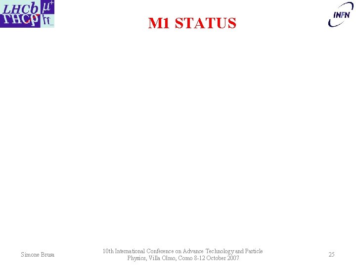 M 1 STATUS Simone Brusa 10 th International Conference on Advance Technology and Particle