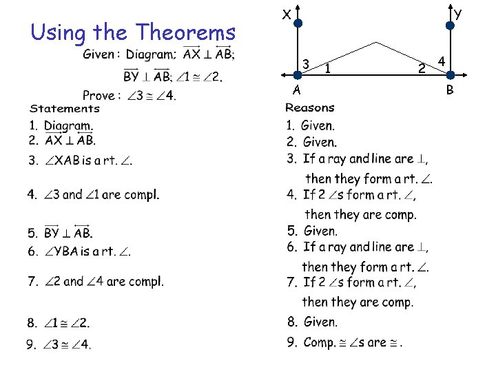 Using the Theorems X Y 3 A 1 2 4 B 