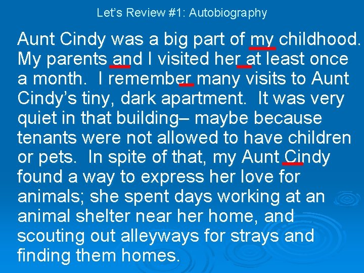 Let’s Review #1: Autobiography Aunt Cindy was a big part of my childhood. My