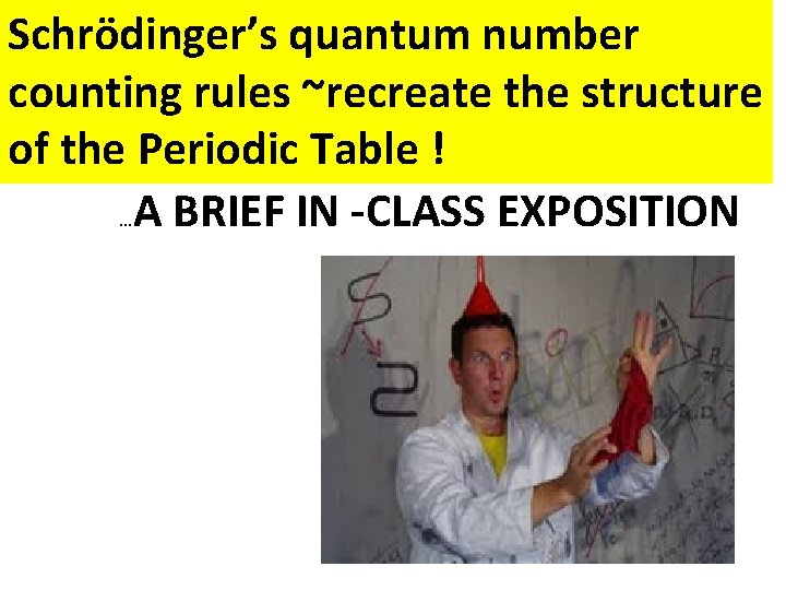 Schrödinger’s quantum number counting rules ~recreate the structure of the Periodic Table ! …A