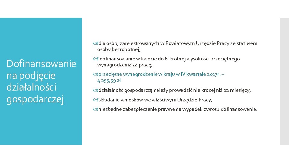  dla osób, zarejestrowanych w Powiatowym Urzędzie Pracy ze statusem osoby bezrobotnej, Dofinansowanie na