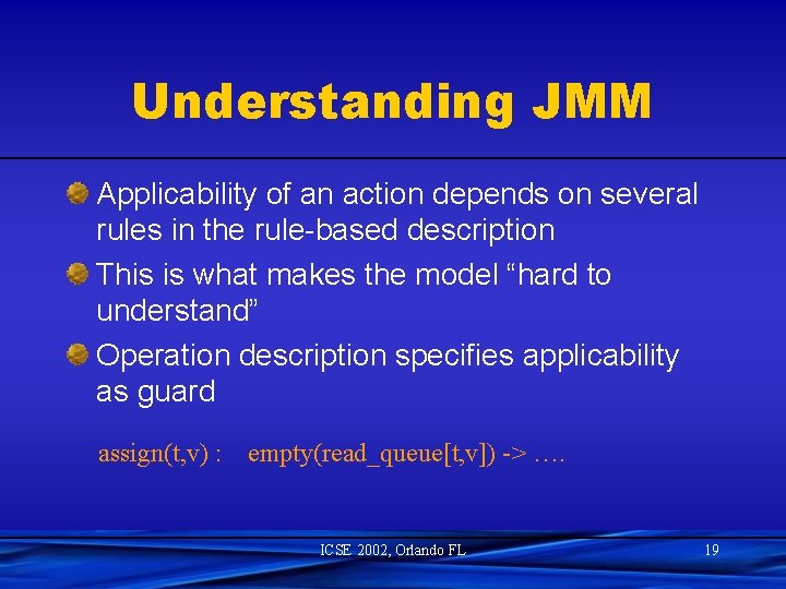 Understanding JMM Applicability of an action depends on several rules in the rule-based description