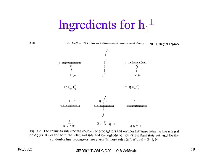 Ingredients for h 1 NPB 194(1982)445 9/5/2021 SIR 2005: T-Odd & D-Y G. R.