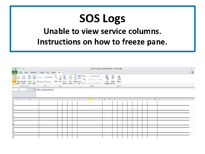 SOS Logs Unable to view service columns. Instructions on how to freeze pane. 