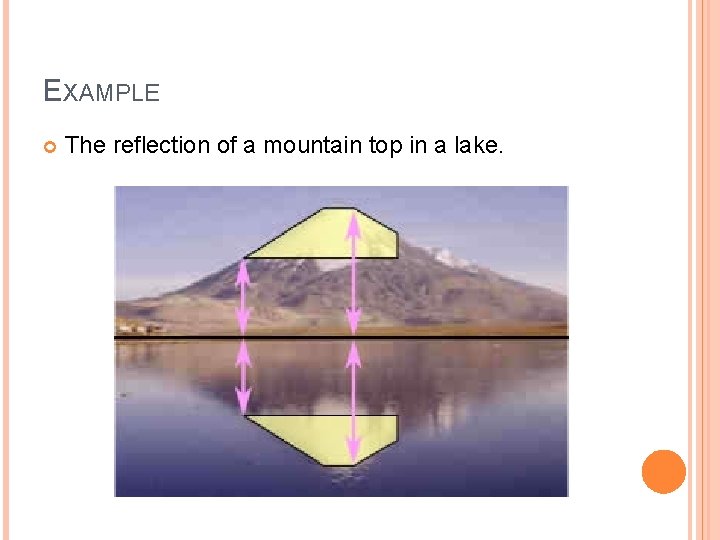 EXAMPLE The reflection of a mountain top in a lake. 