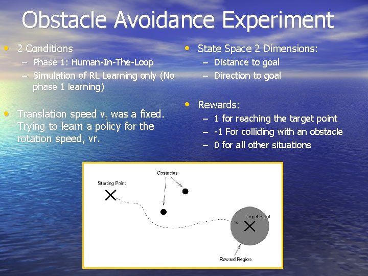 Obstacle Avoidance Experiment • 2 Conditions – Phase 1: Human-In-The-Loop – Simulation of RL Obstacle Avoidance Experiment • 2 Conditions – Phase 1: Human-In-The-Loop – Simulation of RL