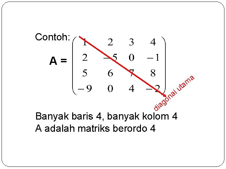 Contoh: A= a am t u l a n o g a di Banyak