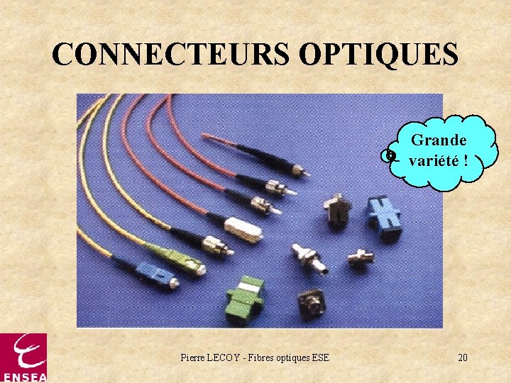 CONNECTEURS OPTIQUES Grande variété ! Pierre LECOY - Fibres optiques ESE 20 