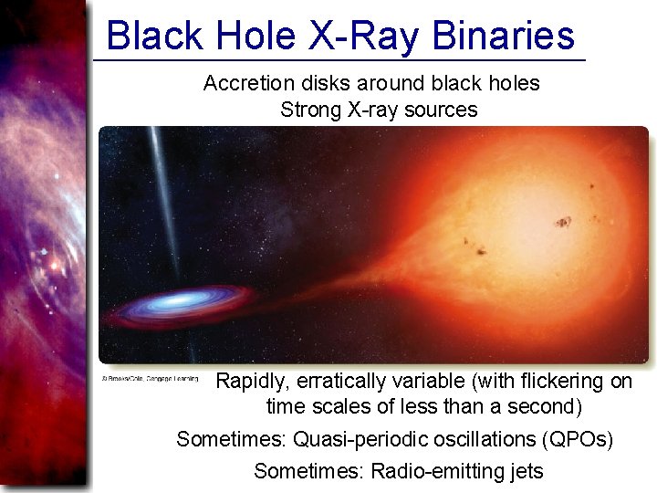 Black Hole X-Ray Binaries Accretion disks around black holes Strong X-ray sources Rapidly, erratically