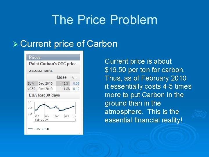 The Price Problem Ø Current price of Carbon Current price is about $19. 50