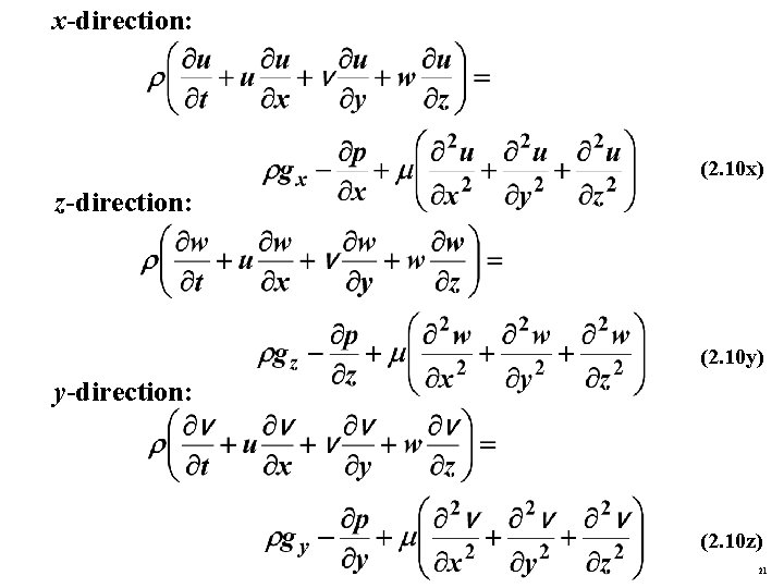 x-direction: (2. 10 x) z-direction: (2. 10 y) y-direction: (2. 10 z) 21 