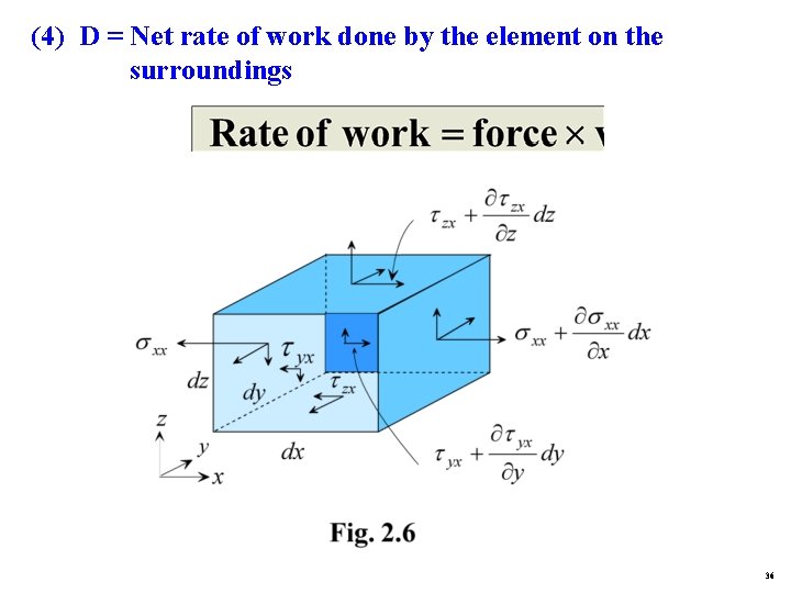 (4) D = Net rate of work done by the element on the surroundings