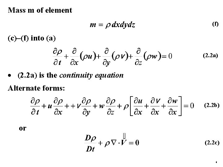 Mass m of element (f) (c)–(f) into (a) (2. 2 a) · (2. 2