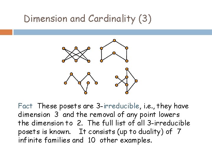 Dimension and Cardinality (3) Fact These posets are 3 -irreducible, i. e. , they