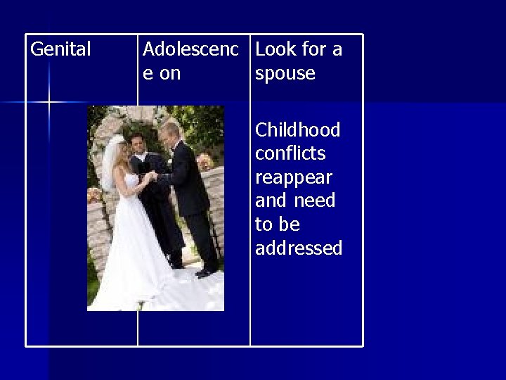Genital Adolescenc Look for a e on spouse Childhood conflicts reappear and need to