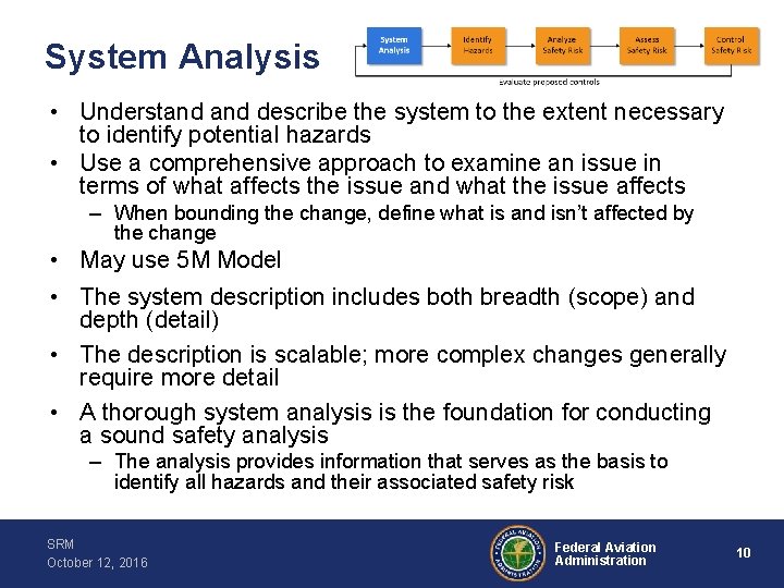 System Analysis • Understand describe the system to the extent necessary to identify potential