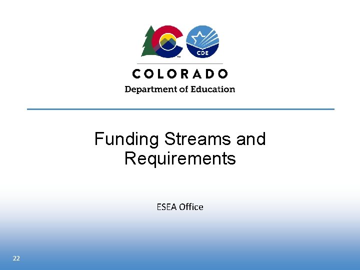 Funding Streams and Requirements ESEA Office 22 