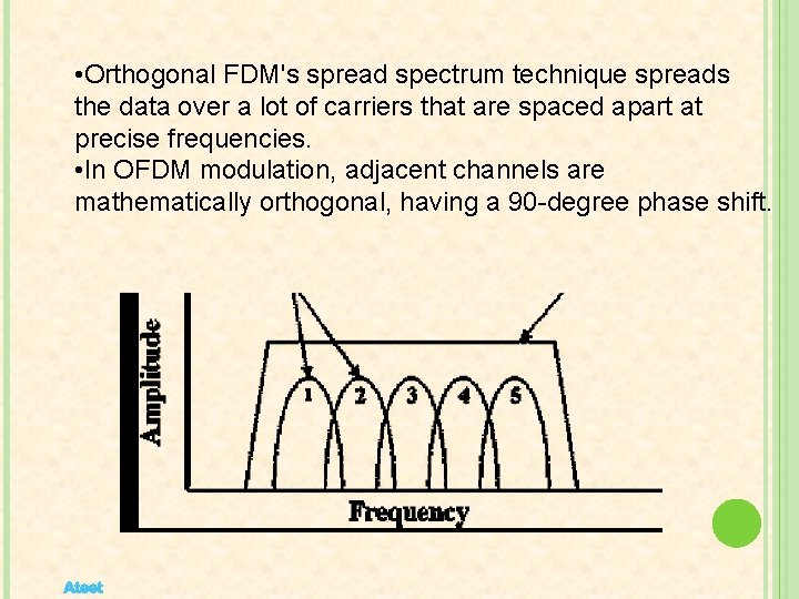  • Orthogonal FDM's spread spectrum technique spreads the data over a lot of
