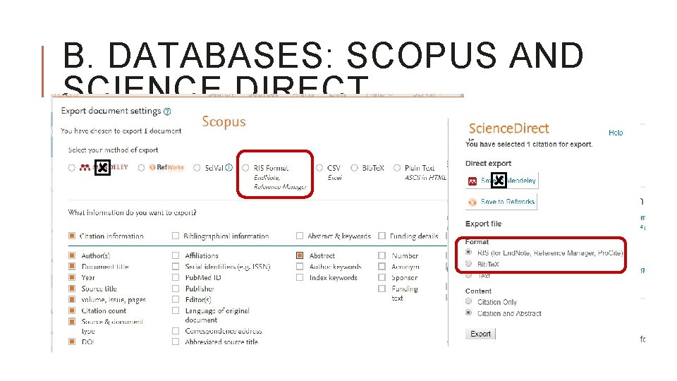 B. DATABASES: SCOPUS AND SCIENCE DIRECT 