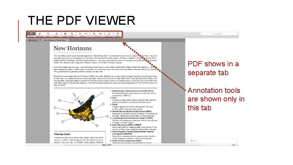 THE PDF VIEWER PDF shows in a separate tab Annotation tools are shown only