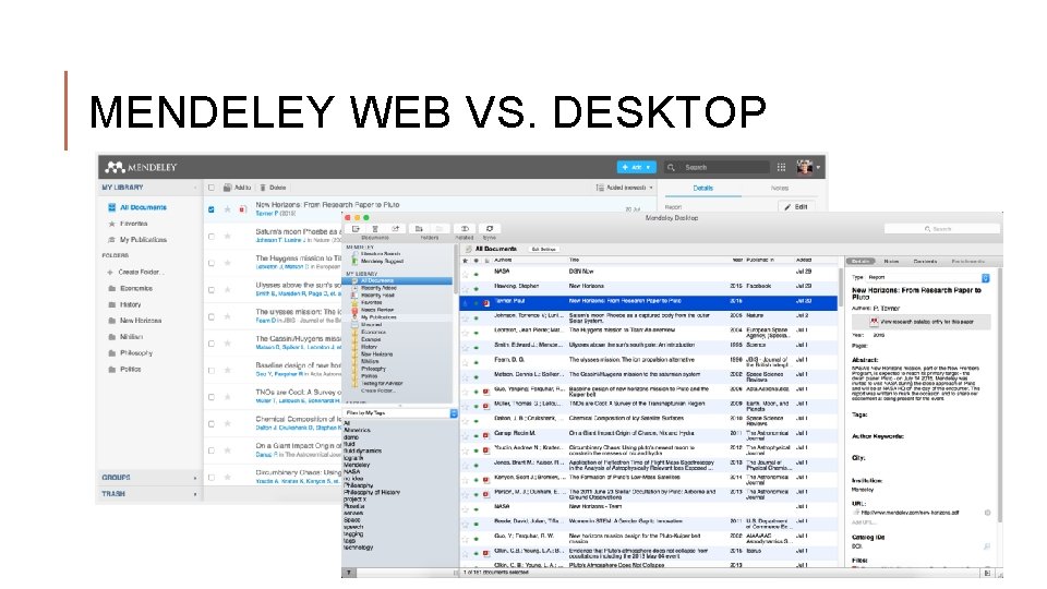 MENDELEY WEB VS. DESKTOP 