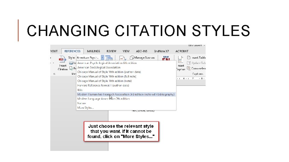 CHANGING CITATION STYLES 