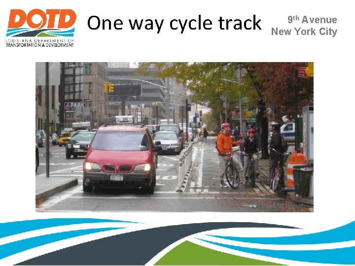 One way cycle track 9 th Avenue New York City 