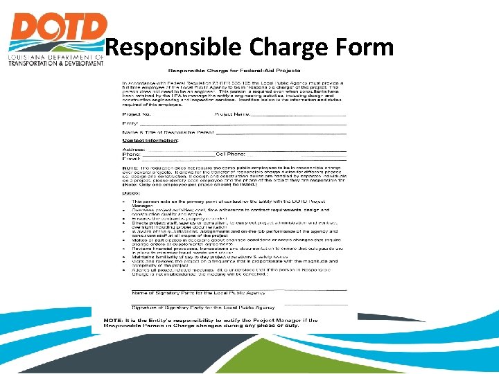 Responsible Charge Form 