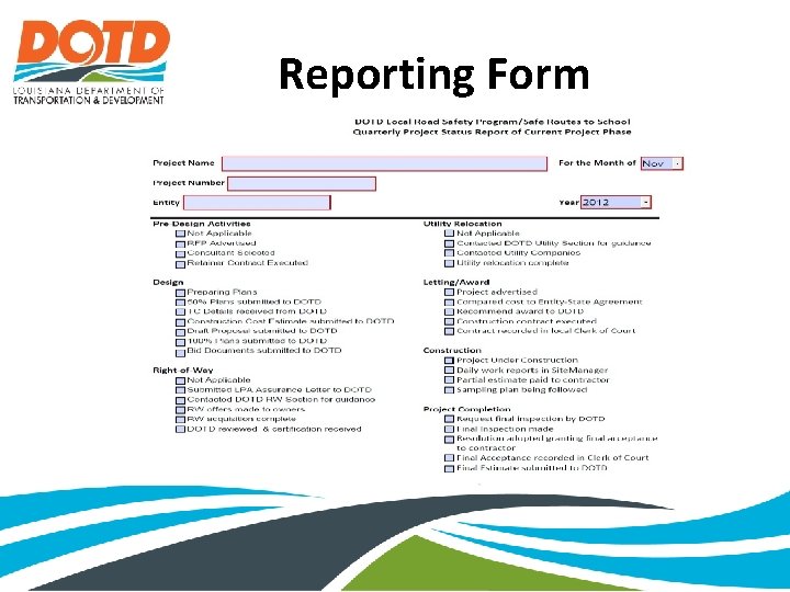 Reporting Form 