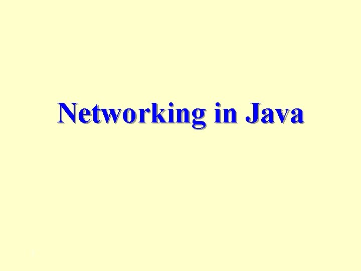 Networking in Java 2 