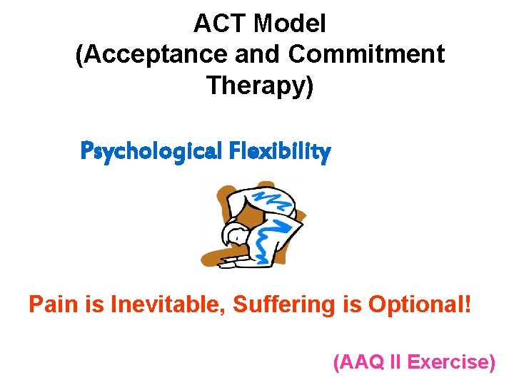ACT Model (Acceptance and Commitment Therapy) Psychological Flexibility Pain is Inevitable, Suffering is Optional!