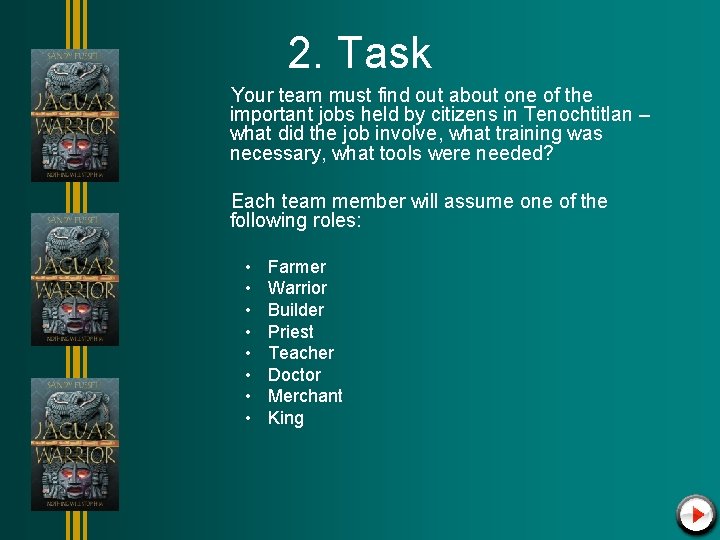 2. Task Your team must find out about one of the important jobs held