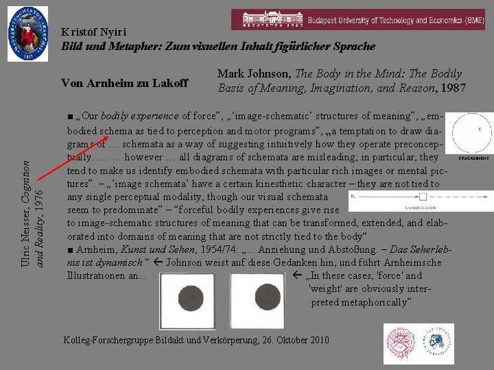 Kristóf Nyíri Bild und Metapher: Zum visuellen Inhalt figürlicher Sprache Ulric Neisser, Cognition and