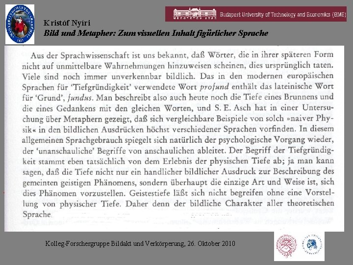 Kristóf Nyíri Bild und Metapher: Zum visuellen Inhalt figürlicher Sprache Von Arnheim zu Lakoff
