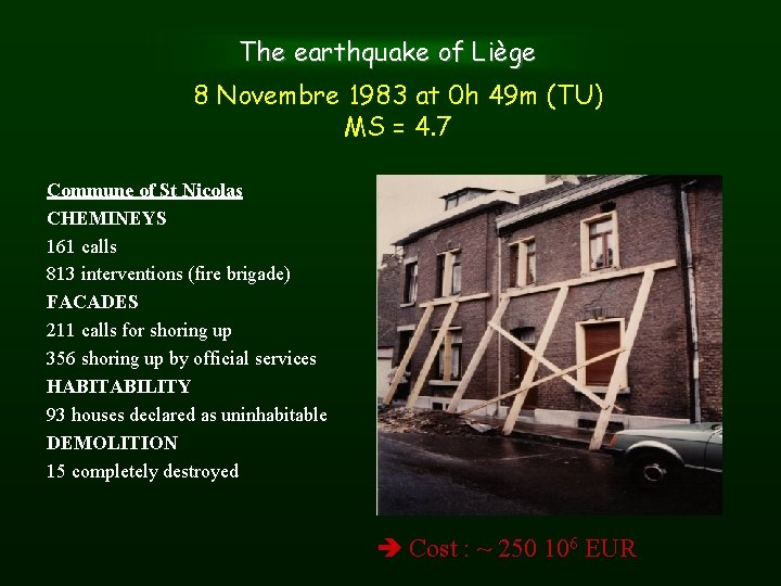 The earthquake of Liège 8 Novembre 1983 at 0 h 49 m (TU) MS