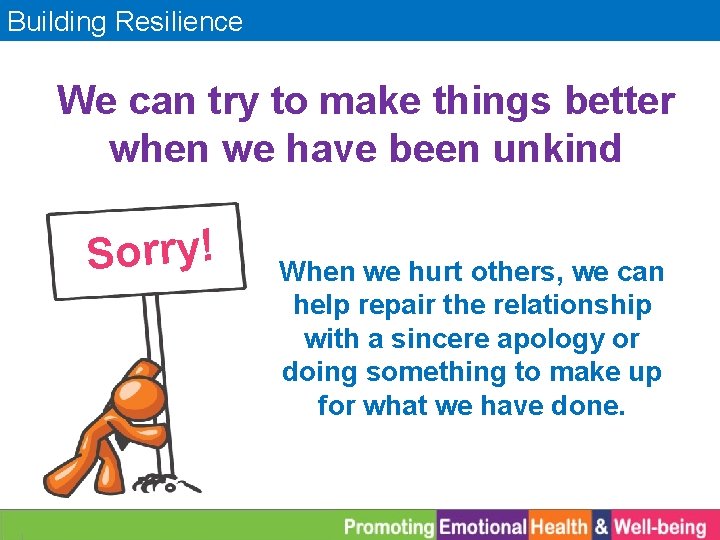 Building Resilience We can try to make things better when we have been unkind