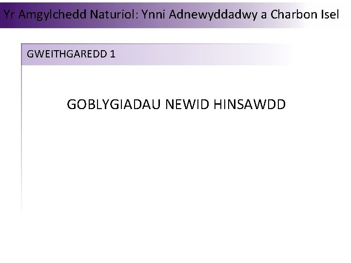 Yr Amgylchedd Naturiol: Ynni Adnewyddadwy a Charbon Isel GWEITHGAREDD 1 GOBLYGIADAU NEWID HINSAWDD 