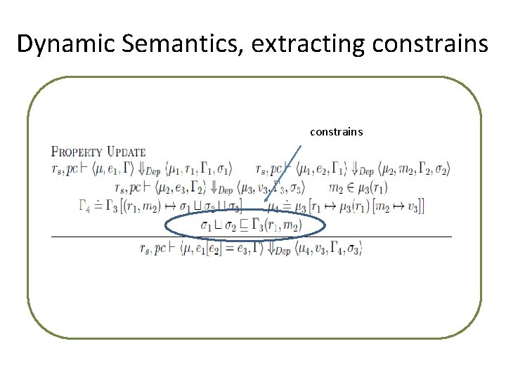 Dynamic Semantics, extracting constrains 