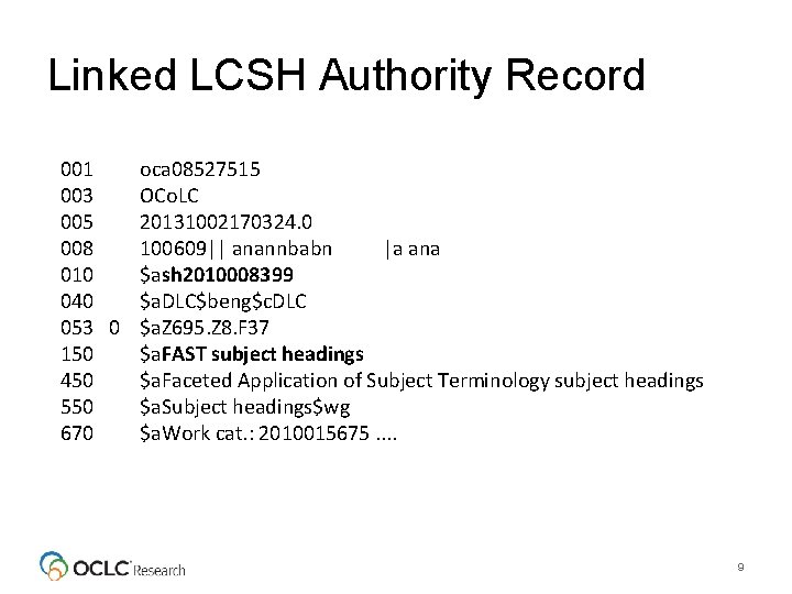Linked LCSH Authority Record 001 oca 08527515 003 OCo. LC 005 20131002170324. 0 008
